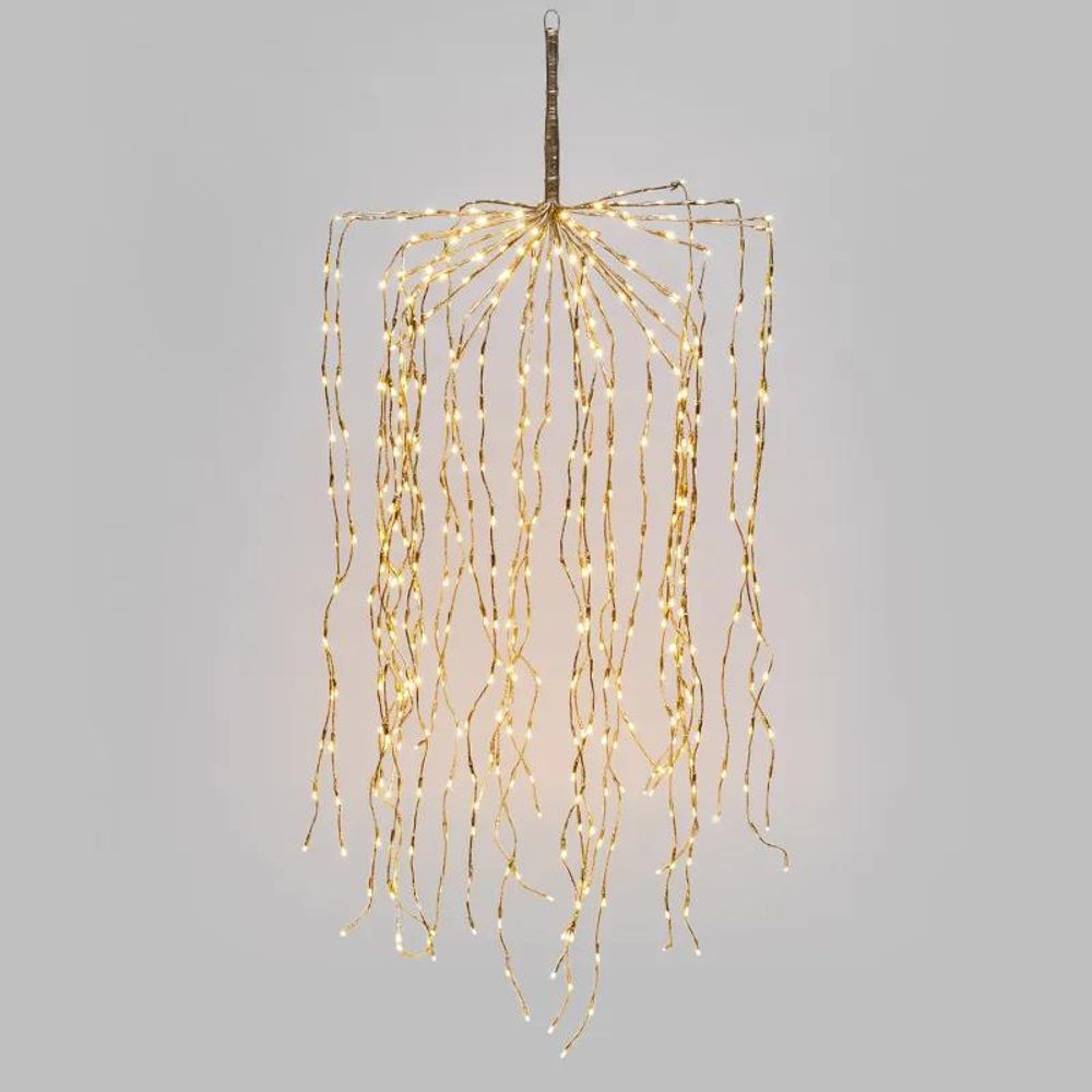 Branche lumineuse h120cm 480 led blanc chaud fixe, cascade champagne ip44 - lotti