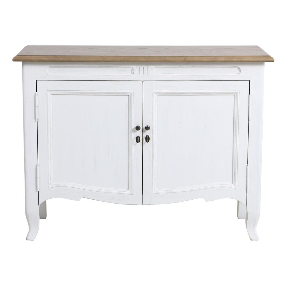 Buffet bas 2 portes bois blanc - manoir interior's