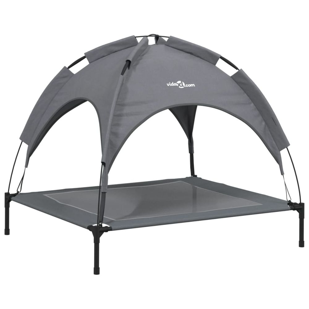 Lit pour chien avec auvent anthracite tissu oxford et acier