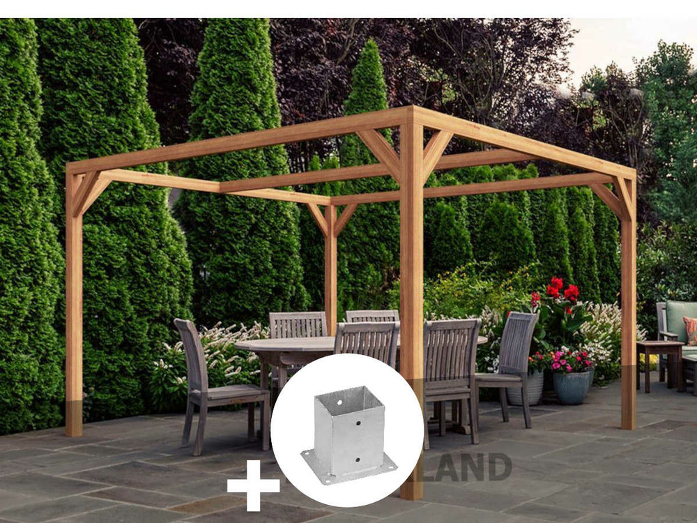 Pergola en bois lamellé-collé caen 400 x 300 cm + 4 supports poteaux