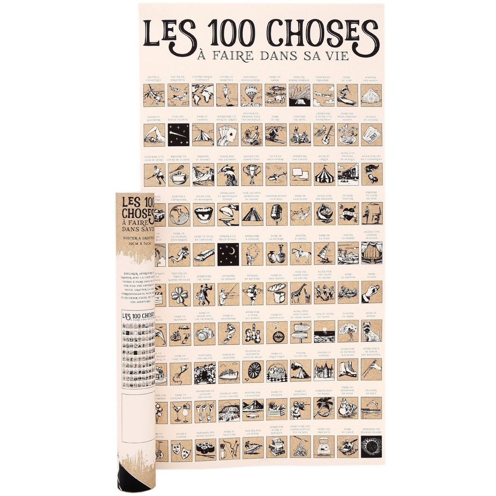 Poster à gratter les 100 choses à faire dans sa vie