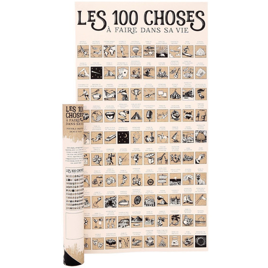 Poster à gratter les 100 choses à faire dans sa vie