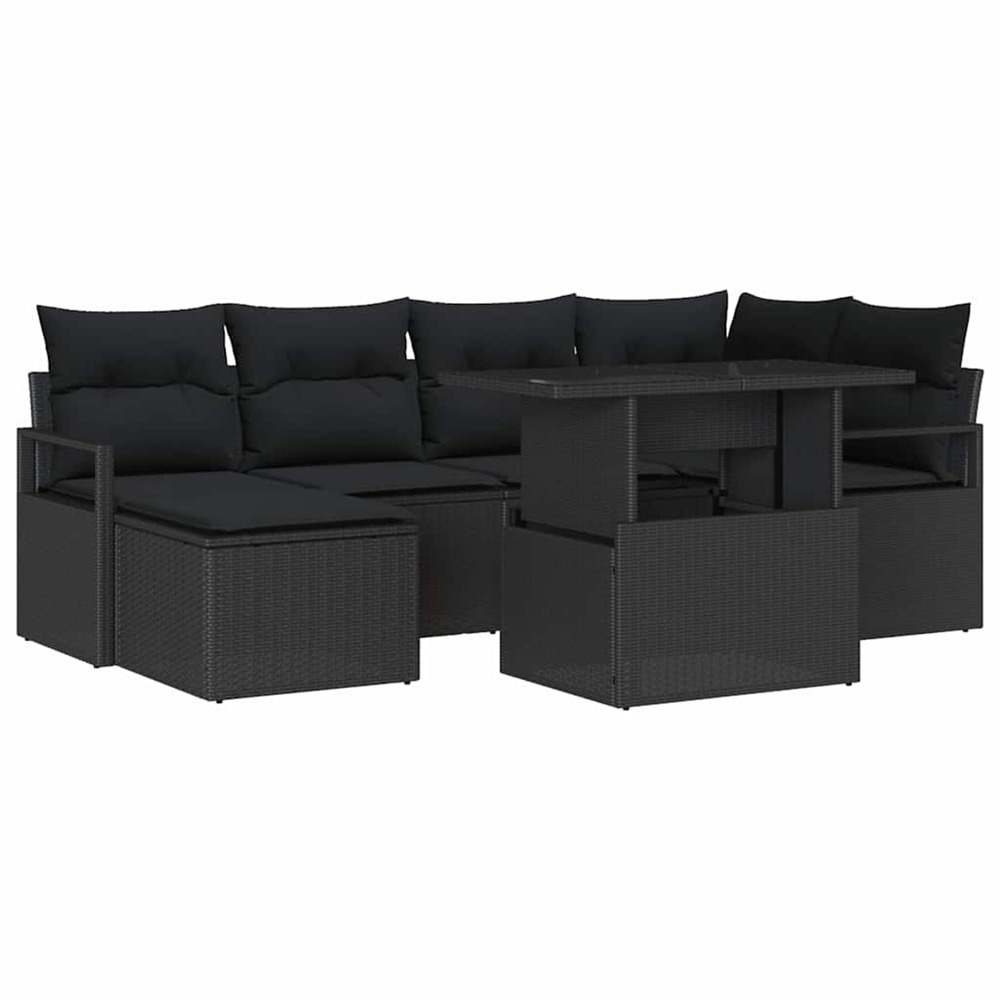 Ensemble de canapé de jardin avec coussin 7 pcs noir