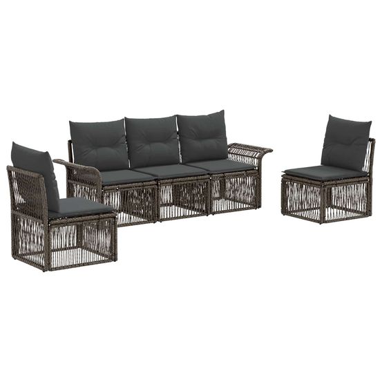 Ensemble de canapé de jardin 5 pc gris polyrotin
