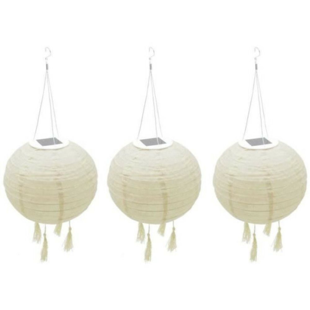 Suspension solaire led - - himalaya - ø30cm - beige, creme et mariage festif - autonomie 8h