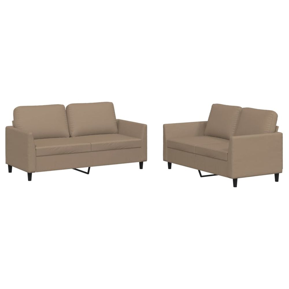 Ensemble de canapés 2 pcs avec coussins cappuccino similicuir