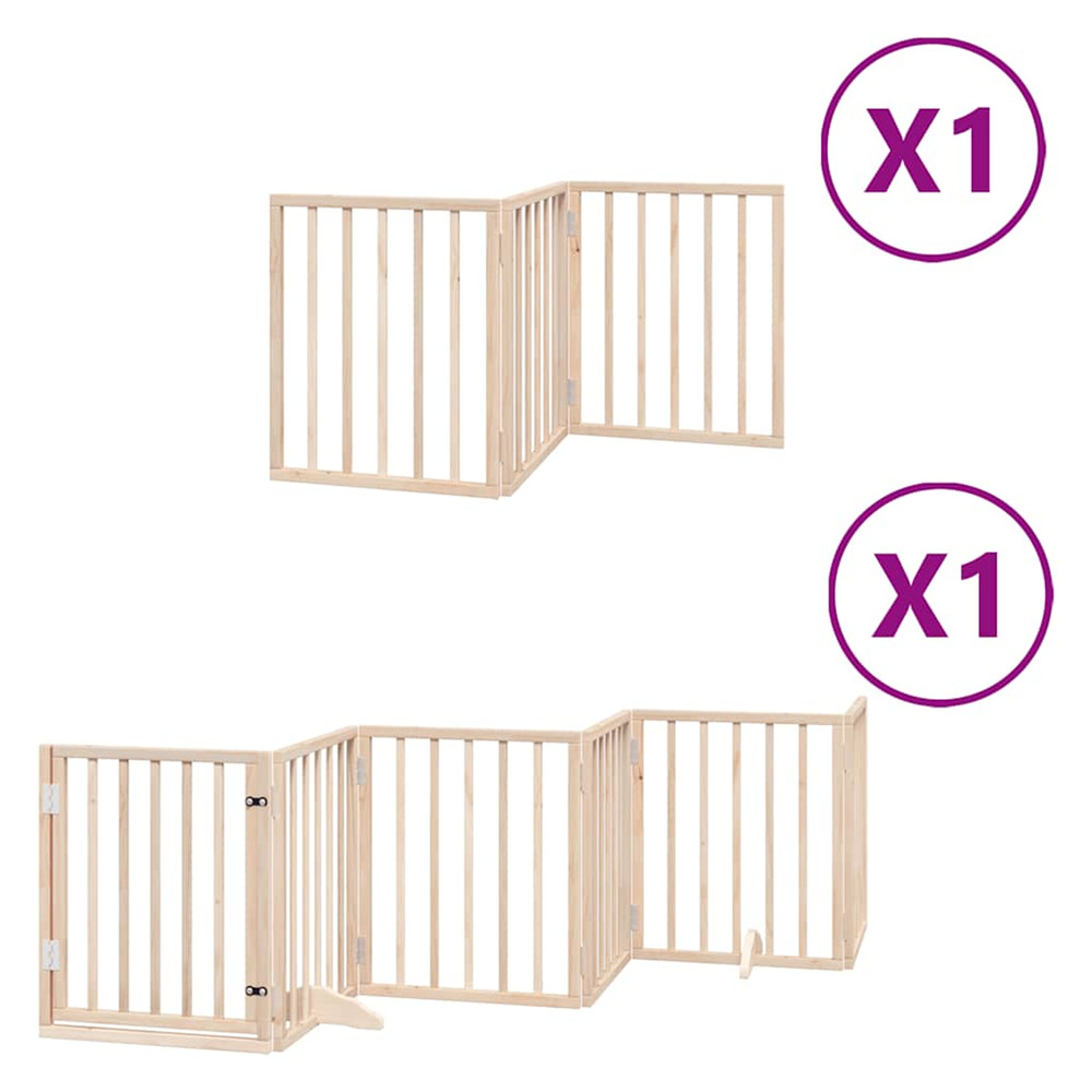 Barrière pour chiens avec porte pliable 9panneaux bois peuplier