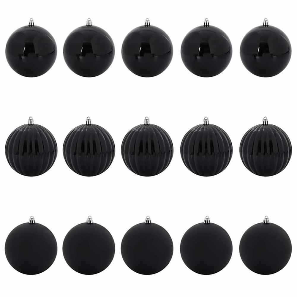 Ensemble de boules de noël xl 15 pc noir ø 10 cm plastique