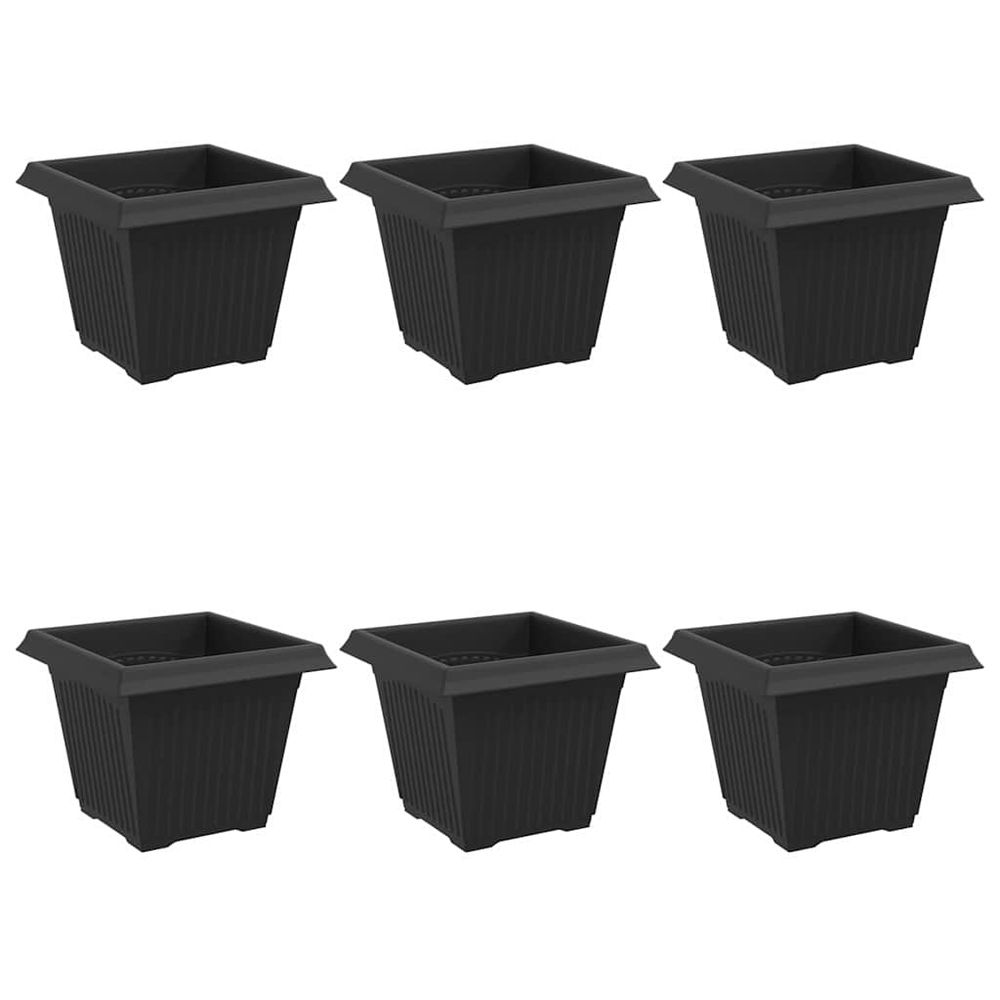 Pot de fleurs carré 6 pc noir 20 x 20 x 16 cm plastique