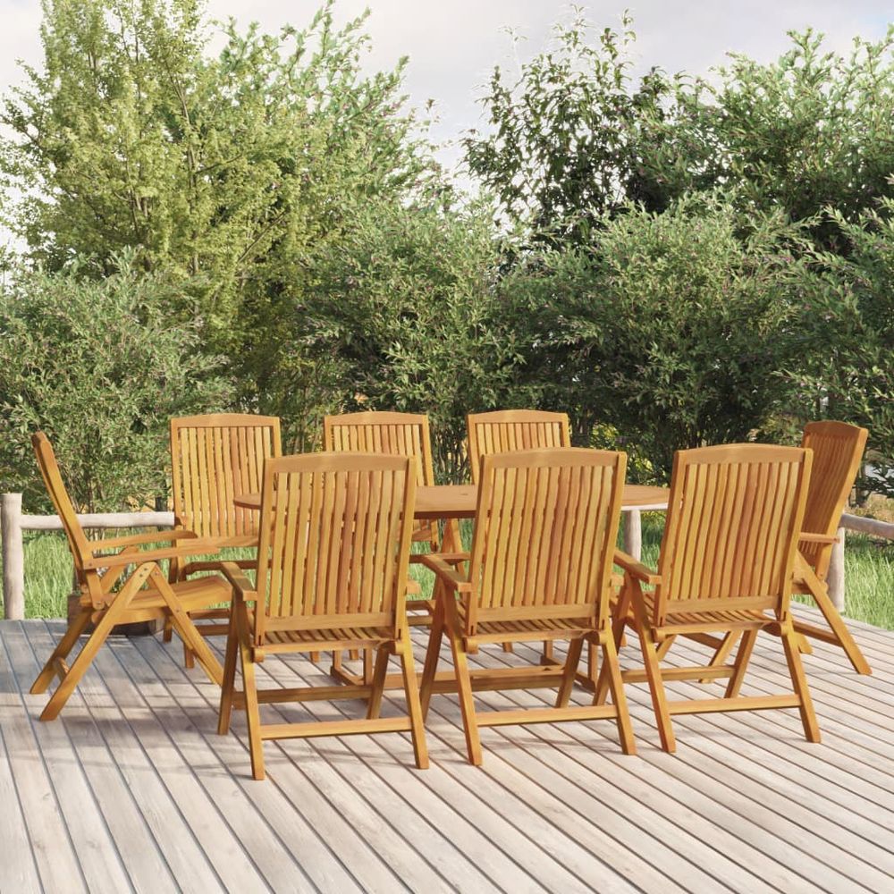 Ensemble à manger de jardin 9 pcs bois de teck solide