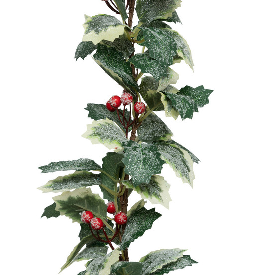 Guirlande artificelle de houx effet givré l 180 cm