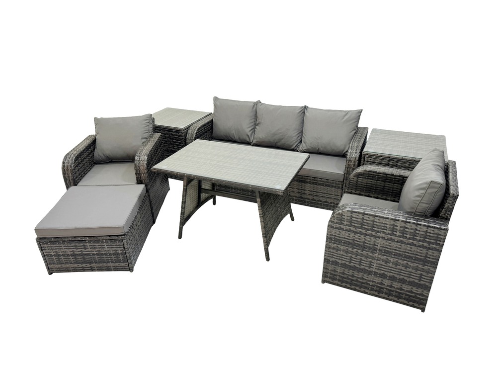 6 places ensemble de meubles de jardin avec table à manger chaise inclinable canapé 3 places grand tabouret 2 tables d'appoint