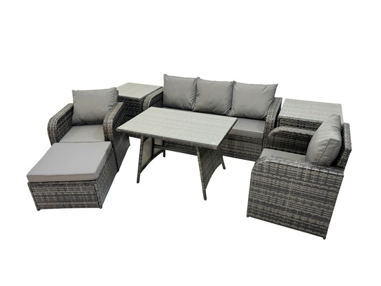 6 places ensemble de meubles de jardin avec table à manger chaise inclinable canapé 3 places grand tabouret 2 tables d'appoint