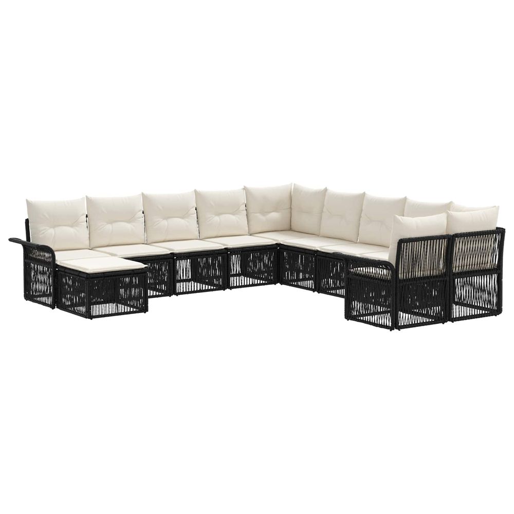 Ensemble de canapé de jardin 11 pc noir et blanc crème