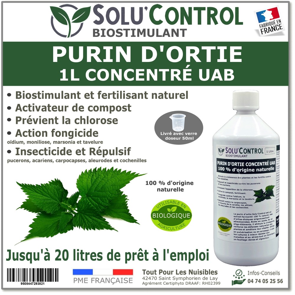 Purin d’ortie naturel solu’control uab – 1l – produit végétal – stimule la croissance et renforce les plantes