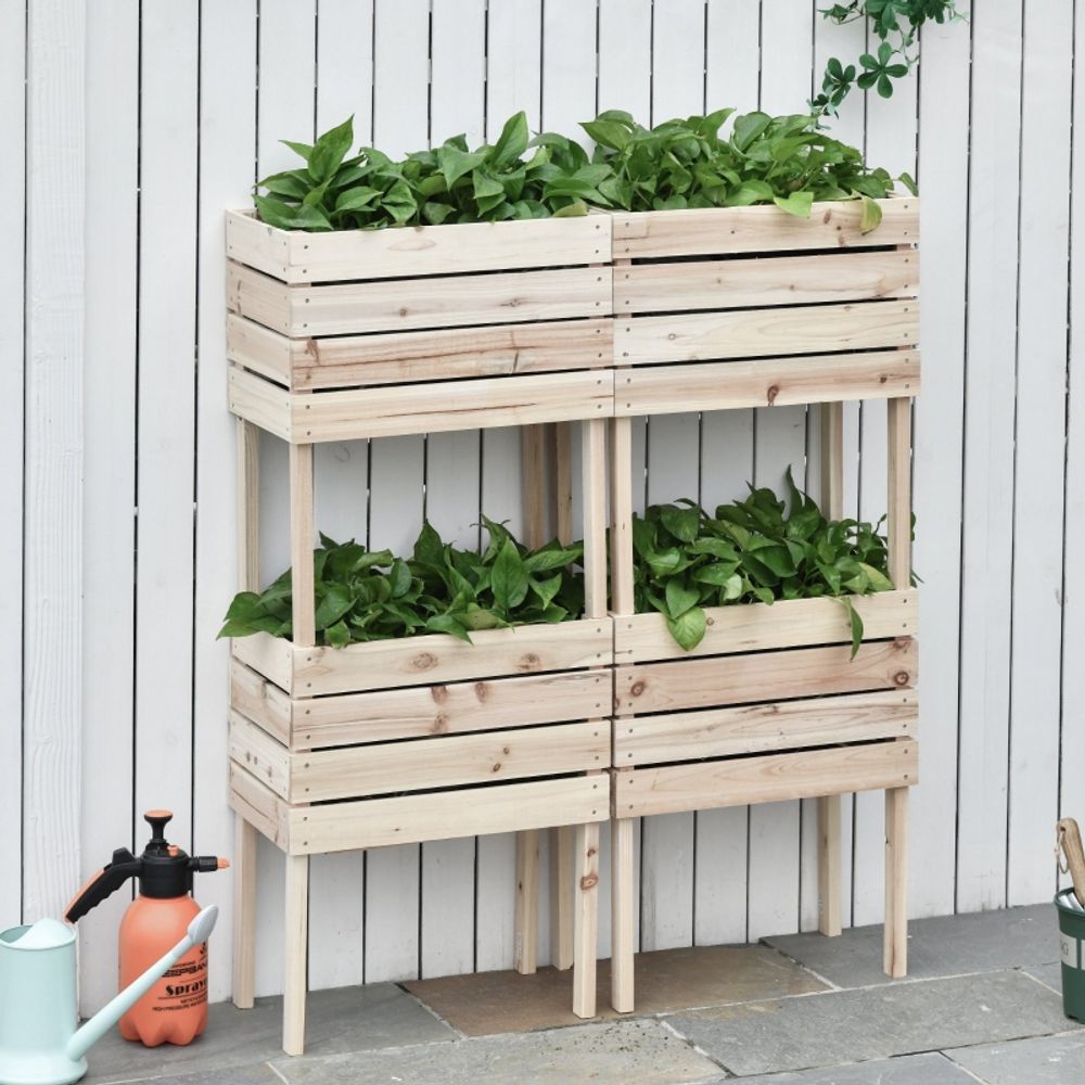 Carré potager sur pied bois massif jardin balcon bac fleurs modulable naturel 50x30x60cm