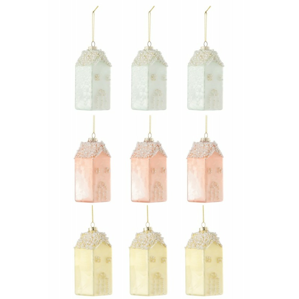 Boite de 6boules de noël maison en verre multicouleur 5x5x12 cm