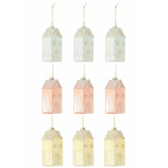 Boite de 6boules de noël maison en verre multicouleur 5x5x12 cm