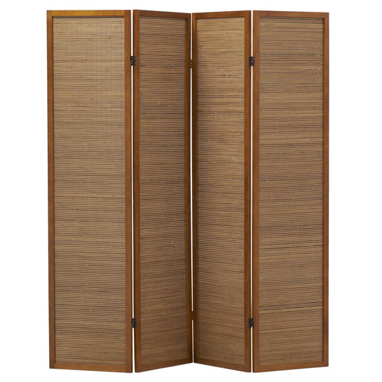 Paravent en pin et bambou teinté 4 panneaux