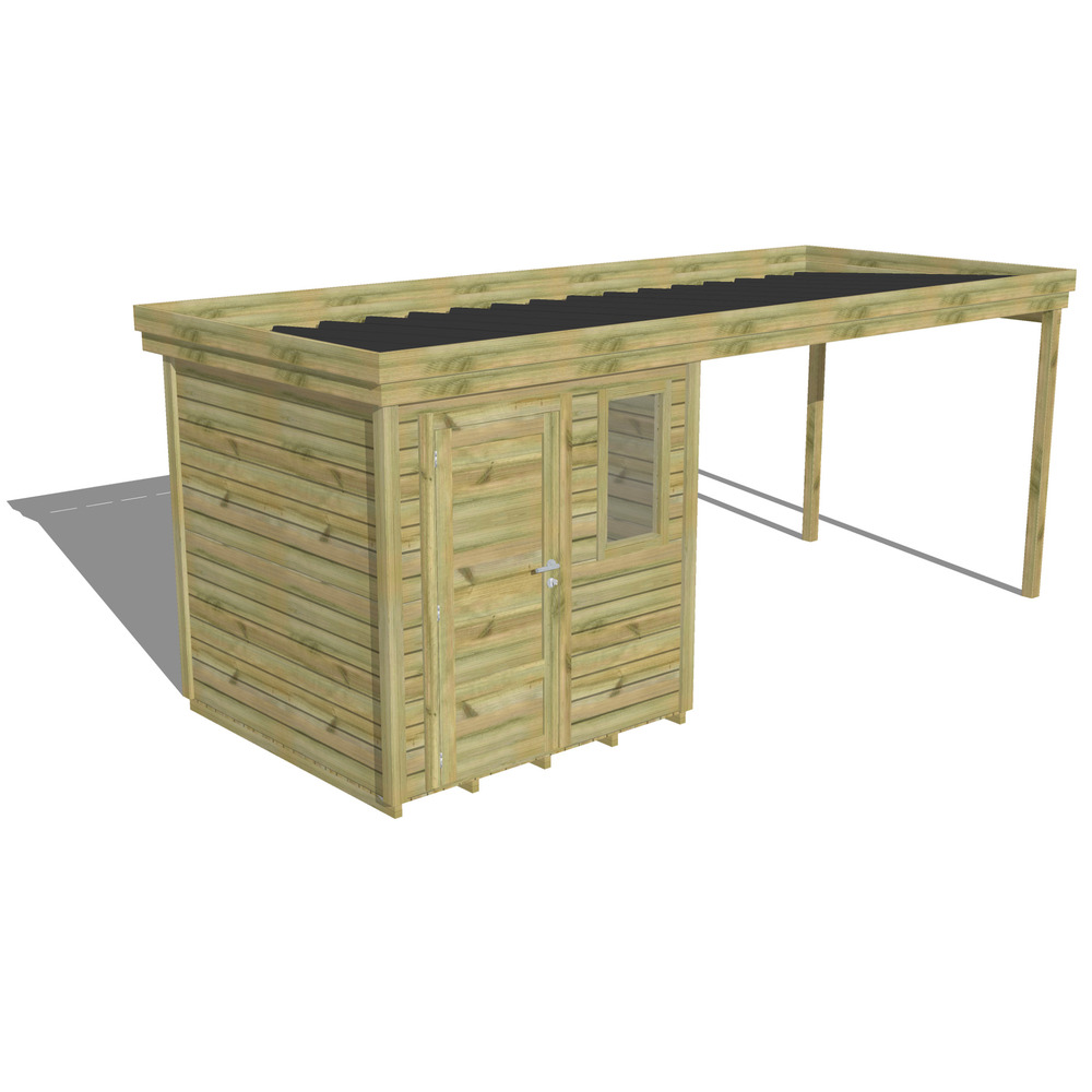 Abri de jardin bois pin traité autoclave 27mm - 5,64x2,14m / 12m2 - bac acier - plancher bois