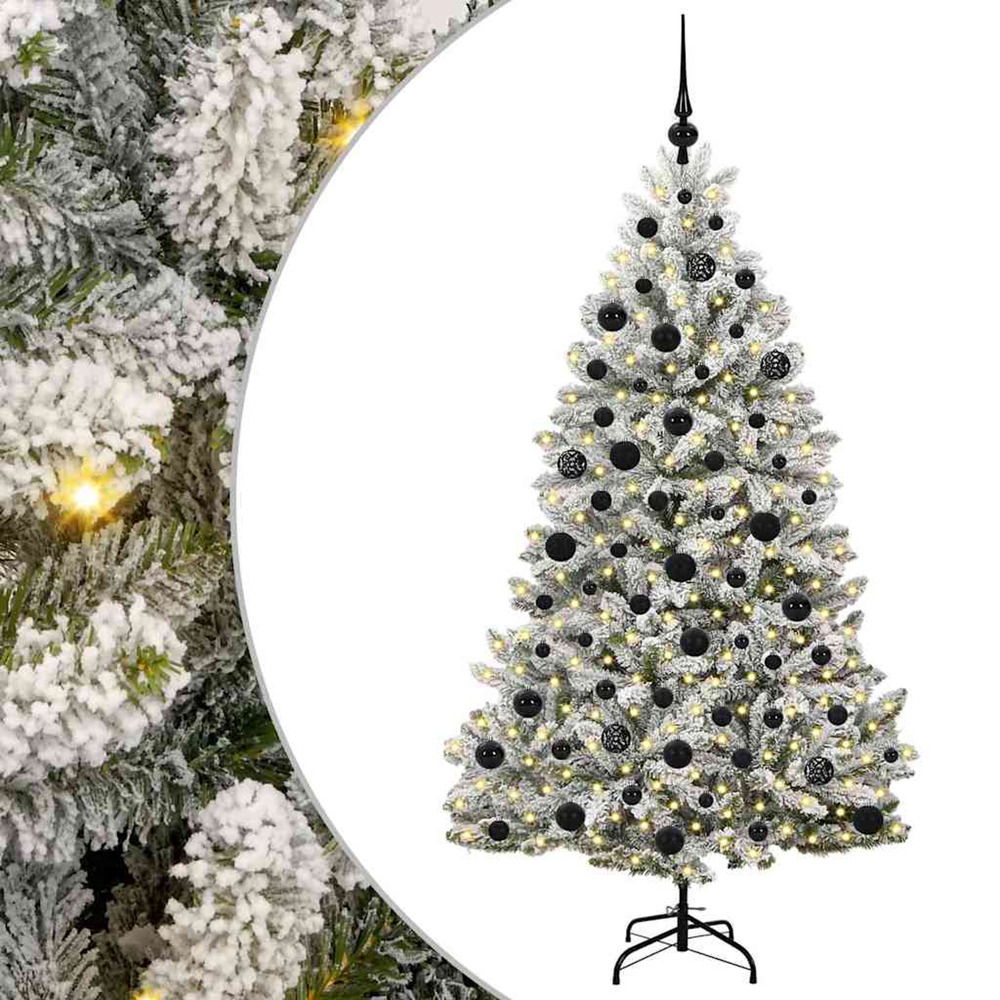 Sapin de noël artificiel vert et blanc 180 cm pvc et métal