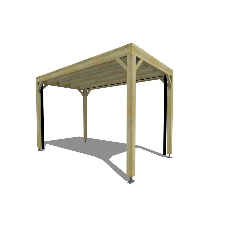 Carport bois autoportant 9 m² • 2 x 4 m • hauteur de passage 2,37 m • sens profondeur • livraison comprise