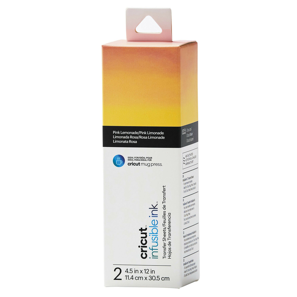 Feuilles de transfert pour mug press - jaune/ rose - 11,4 x 30,5 cm