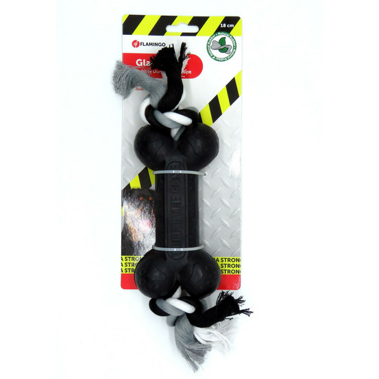 Jeux caoutchouc gladiator haltère et corde 18 cm pour chien