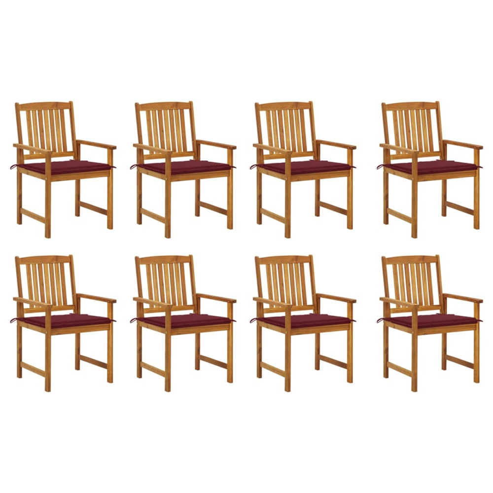 Chaises de jardin avec coussins lot de 8 bois d'acacia solide