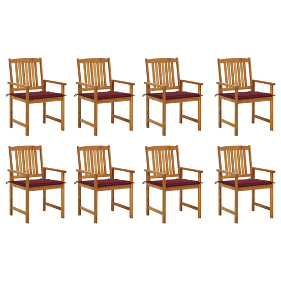 Chaises de jardin avec coussins lot de 8 bois d'acacia solide