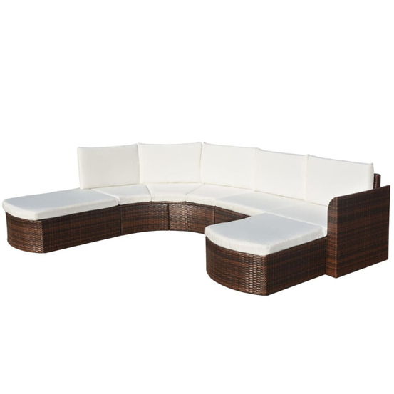 Salon de jardin 4 pcs avec coussins résine tressée marron