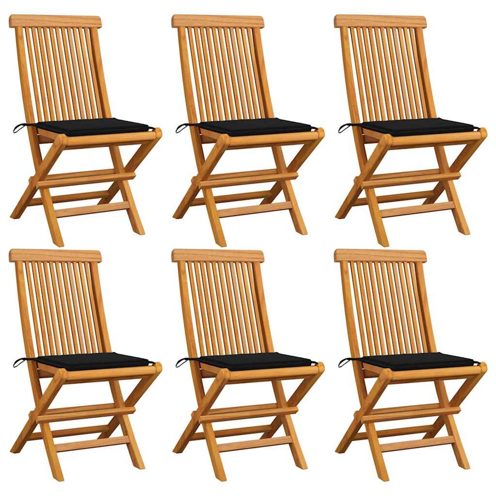 Chaises de jardin avec coussins noir 6