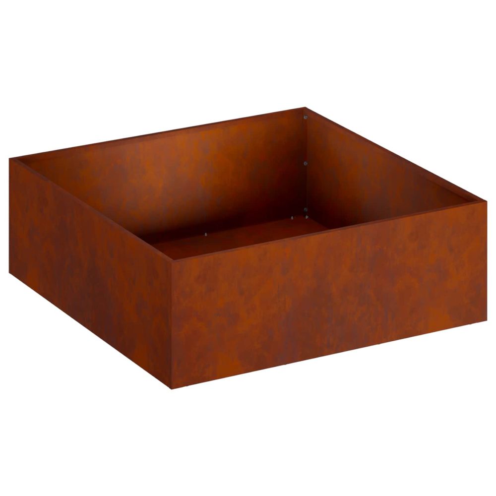 Cache-pot de jardin rouillé 40 x 40 x 20 cm acier patiné