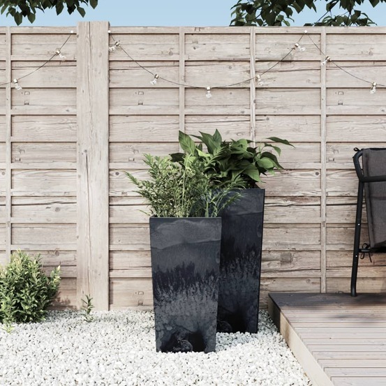 Jardinière et intérieur amovible anthracite pp aspect béton