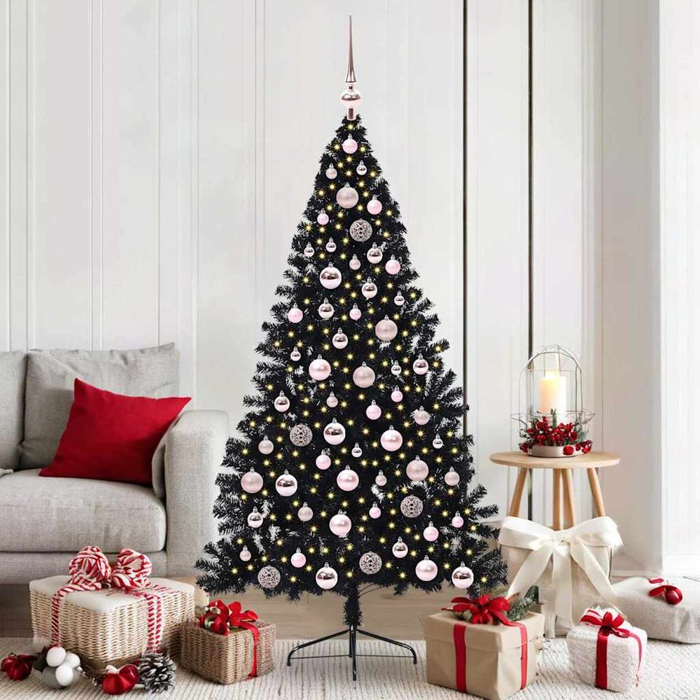 Sapin de noël doré 180 cm tout compris : 300 led, 120 boules et cimier inclus
