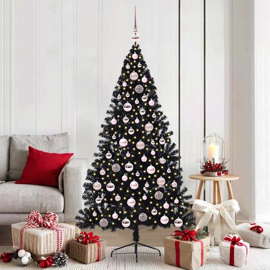 Sapin de noël doré 180 cm tout compris : 300 led, 120 boules et cimier inclus