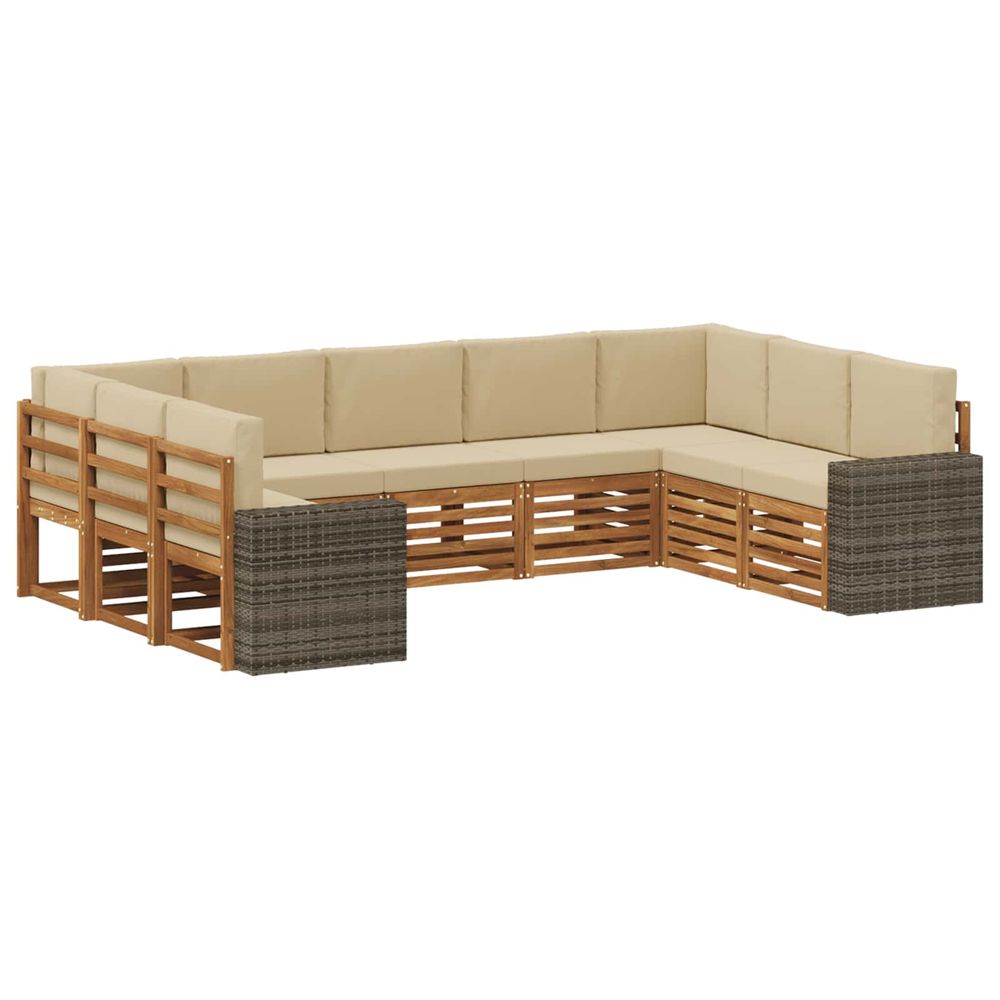 Ensemble de canapés d'extérieur 9 pc naturel et beige polyester