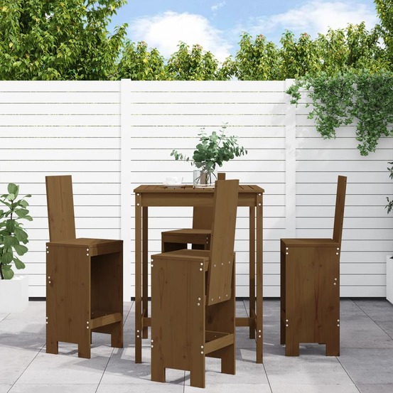 Ensemble de bar de jardin 5 pcs marron miel bois de pin massif