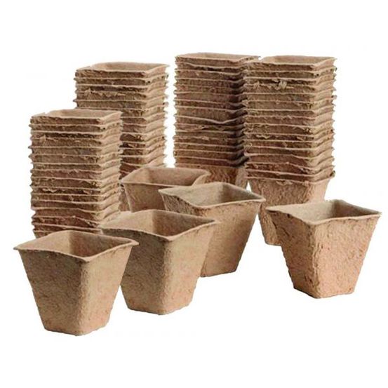 Pots de plantation bio sans tourbe 80 pots - 6 cm - carrés