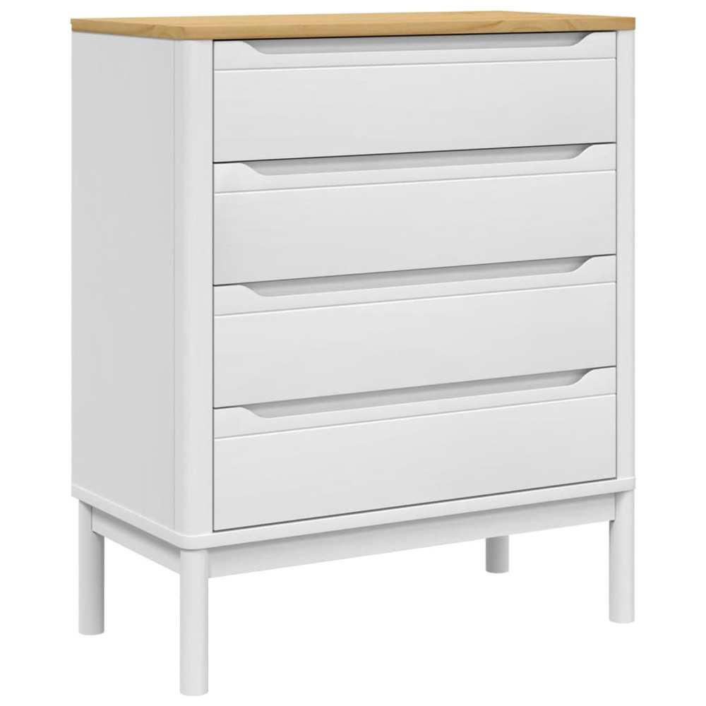 Commode floro blanc bois de pin massif