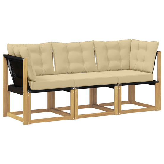 Canapé d’extérieur milieu et coin avec coussin 3 pièce blanc