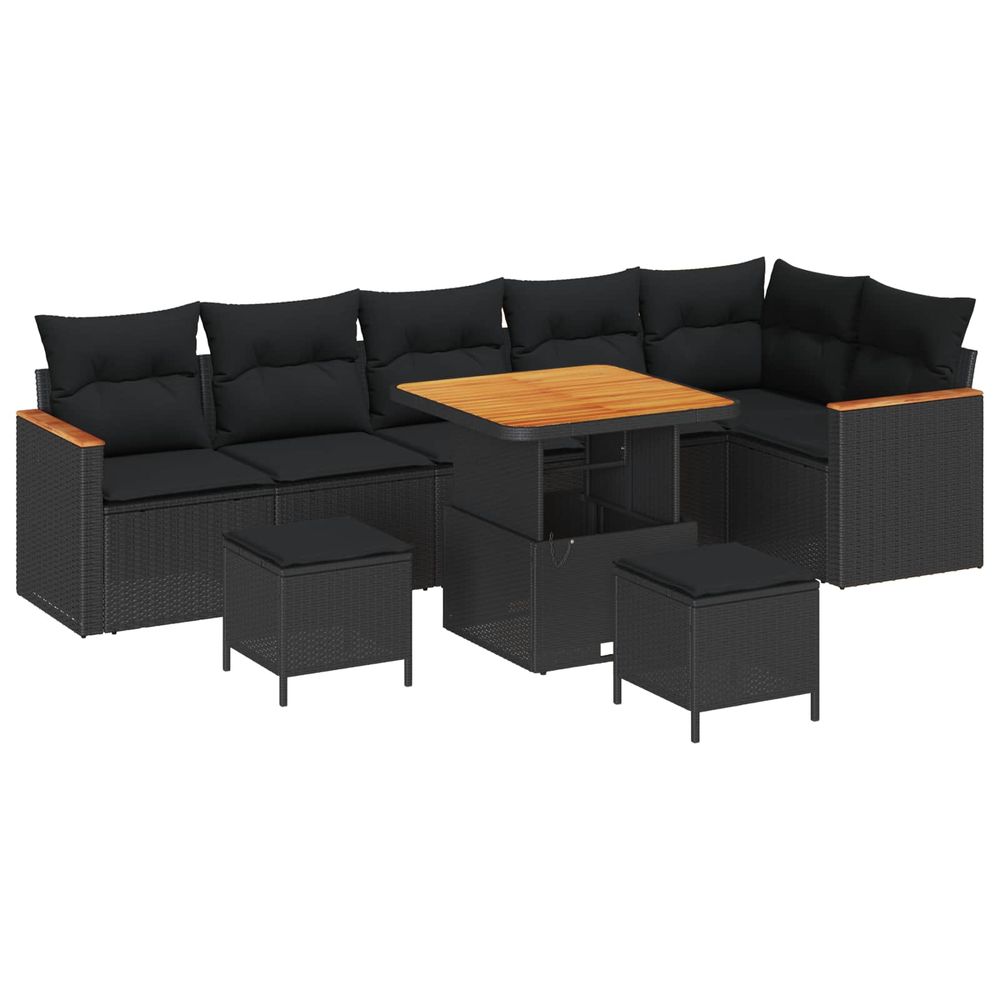 Ensemble de canapé de jardin 9 pc noir polyrotin