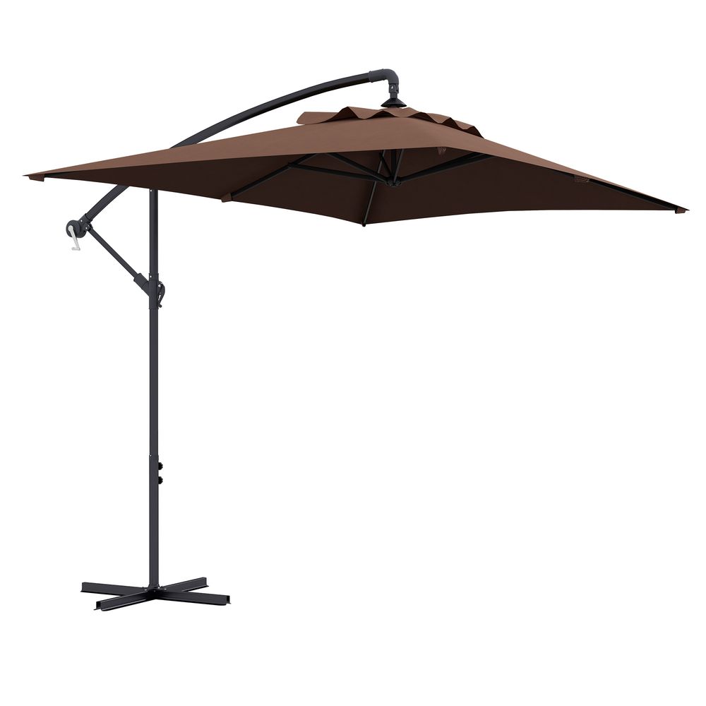 Parasol déporté rectangulaire dim. 294l x 193l x 250h cm pied en croix kaki