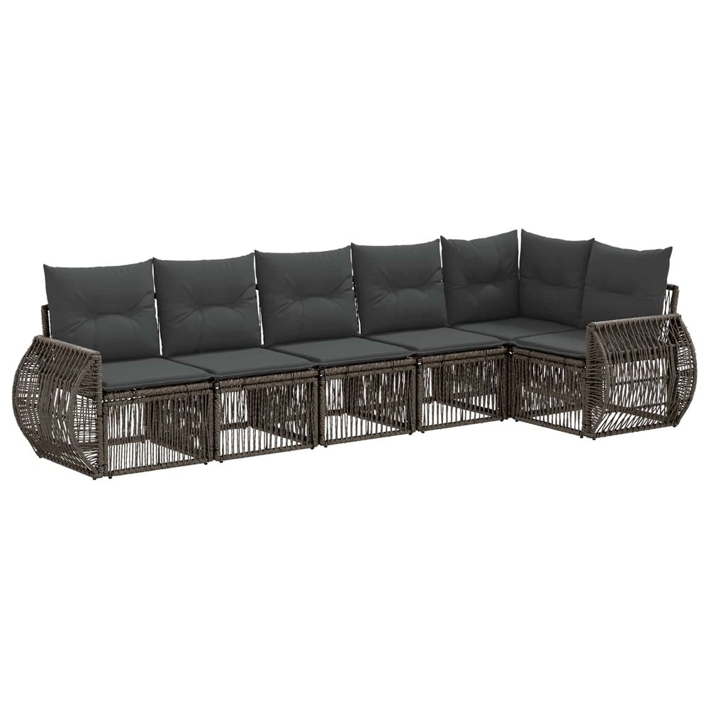 Ensemble de canapé de jardin 6 pc gris et gris foncé polyrotin