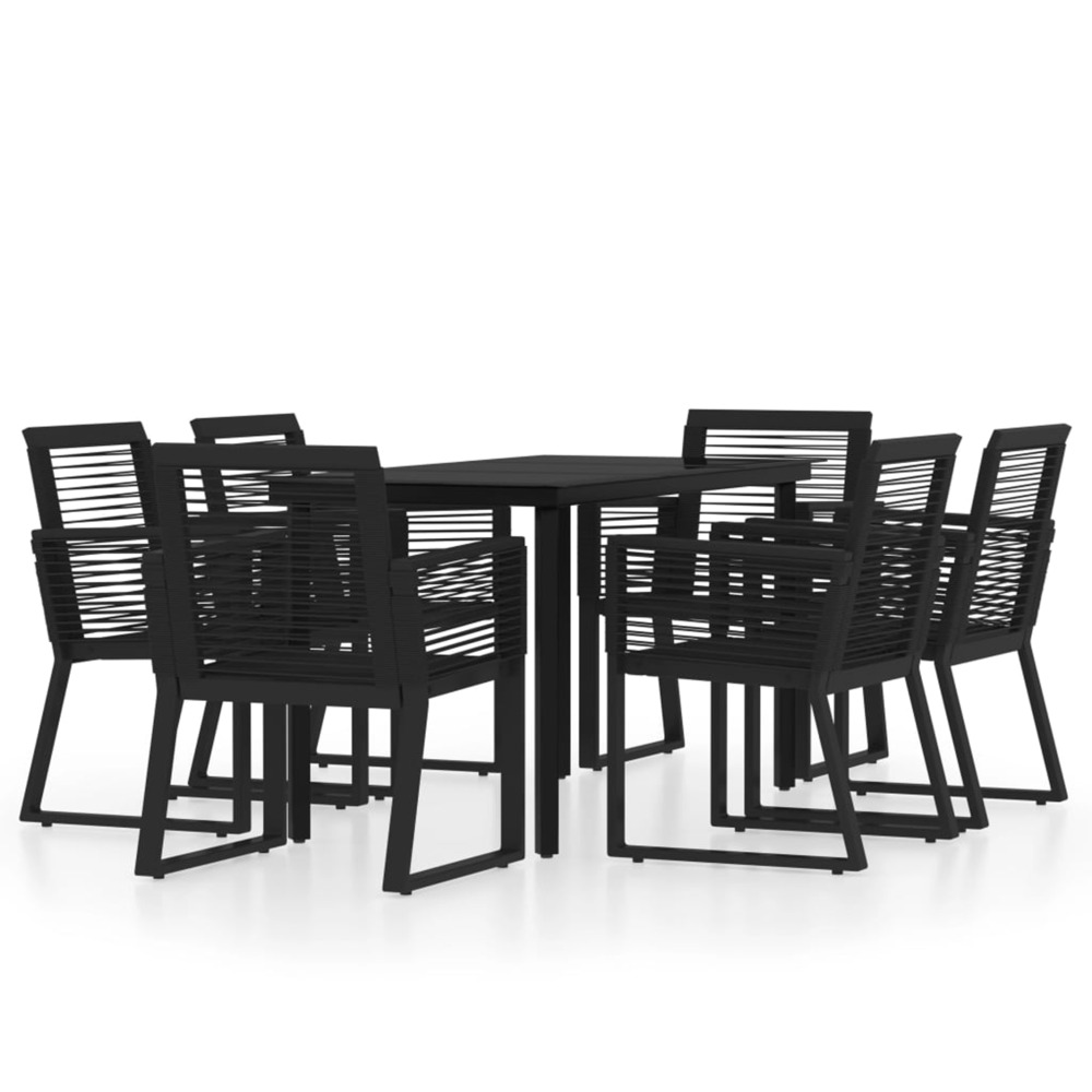 Ensemble à manger de jardin 7 pcs noir