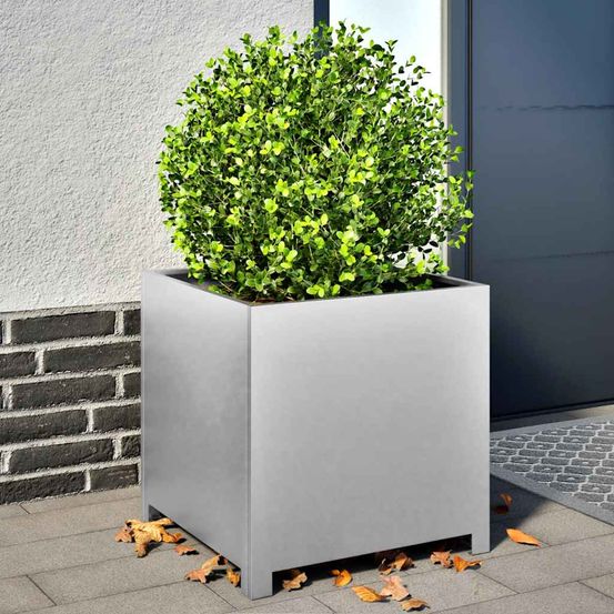 Grand bac à fleurs carré acier galvanisé industriel 50cm