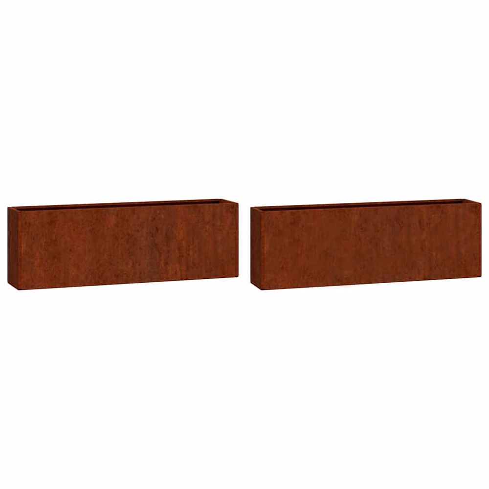 Jardinières murales 2 pcs rouillé acier corten 53x10x17 cm