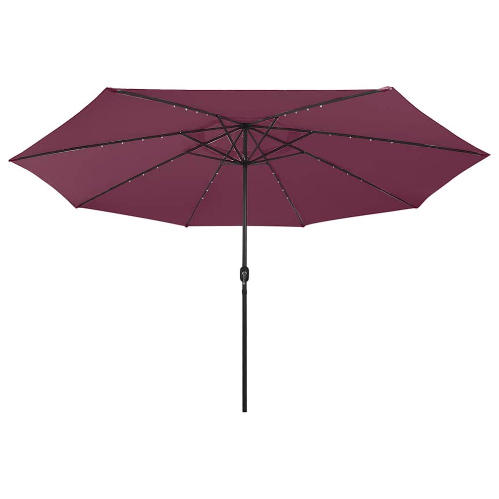 Parasol de jardin avec lumières led mât en métal rouge bordeaux