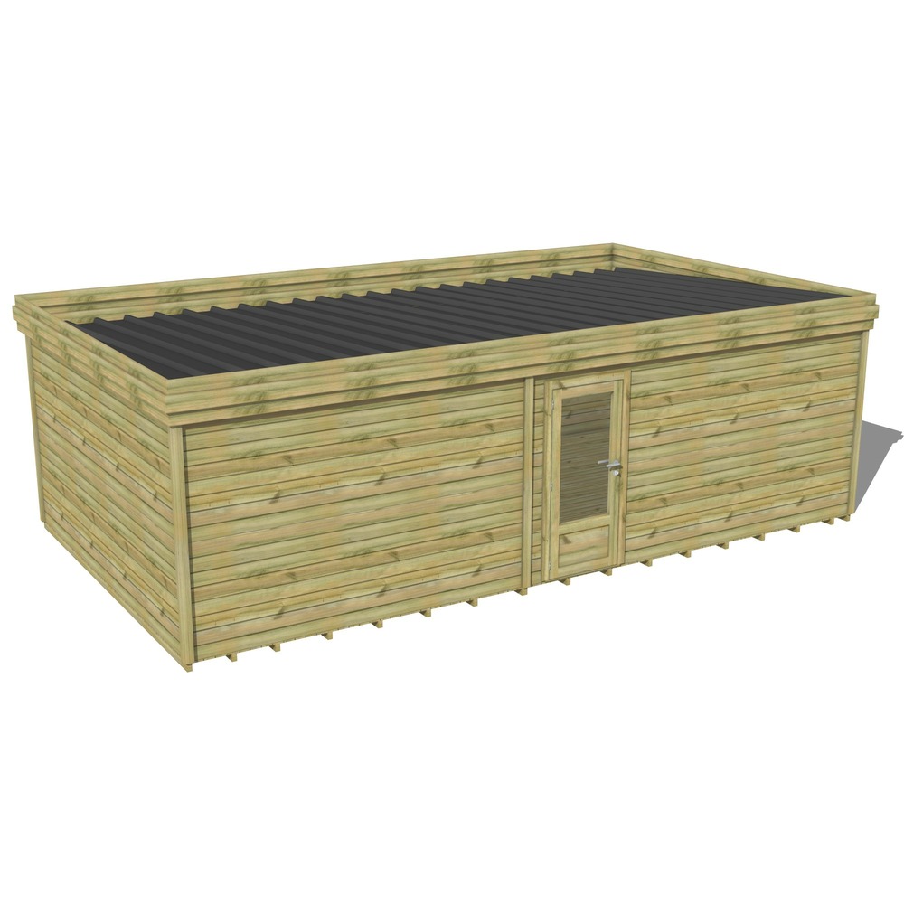 Abri de jardin bois pin traité autoclave 27mm - 8,19x4,34m / 36m2 - bac acier - plancher bois