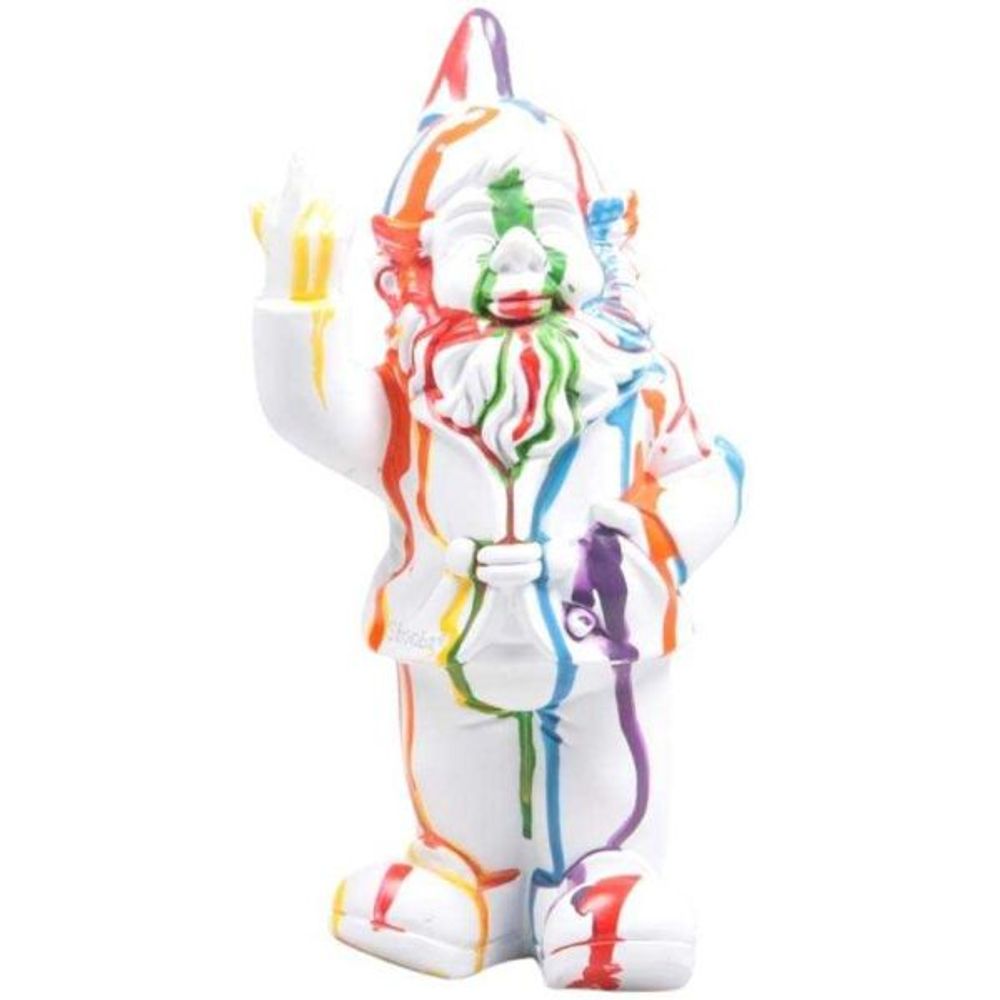 Nain de jardin en résine doigt d'honneur 7 x 8 x 20 cm multicolore